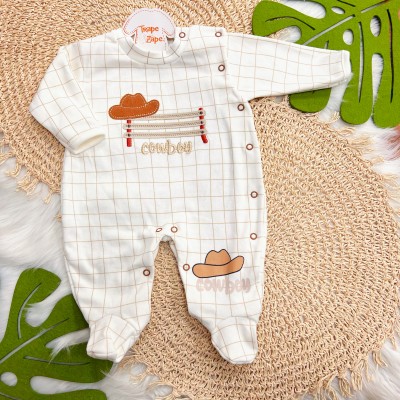 Macacão Malha Trape Zape - Cowboy - Areia e Off White